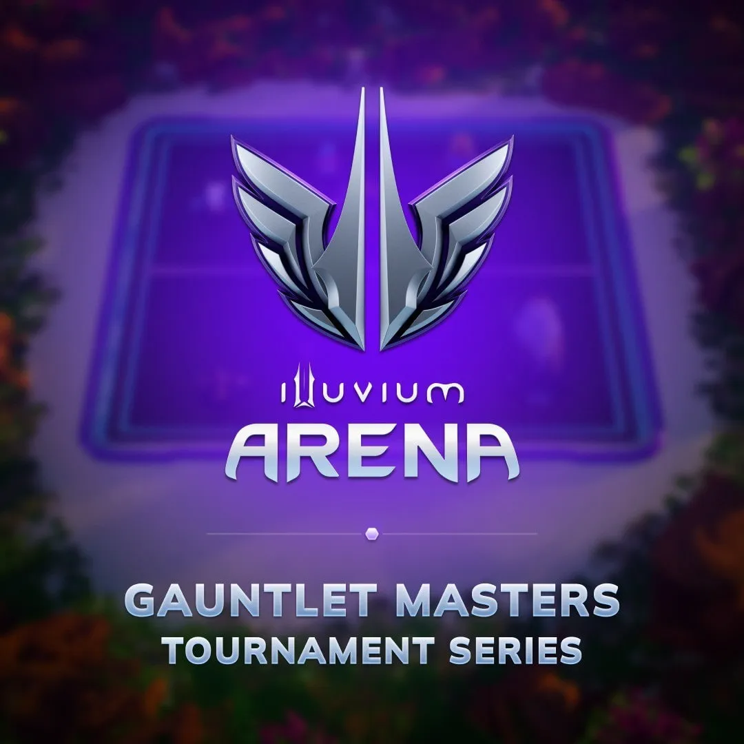 Illuvium Arena Gauntlet Masters tournament series with a winged trophy crest