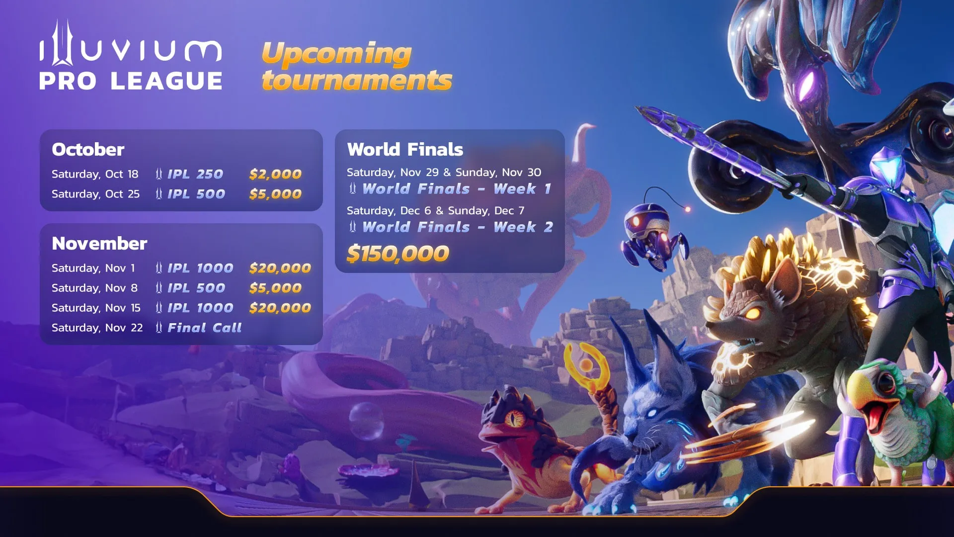 Illuvium Pro League upcoming tournaments schedule with prize pools