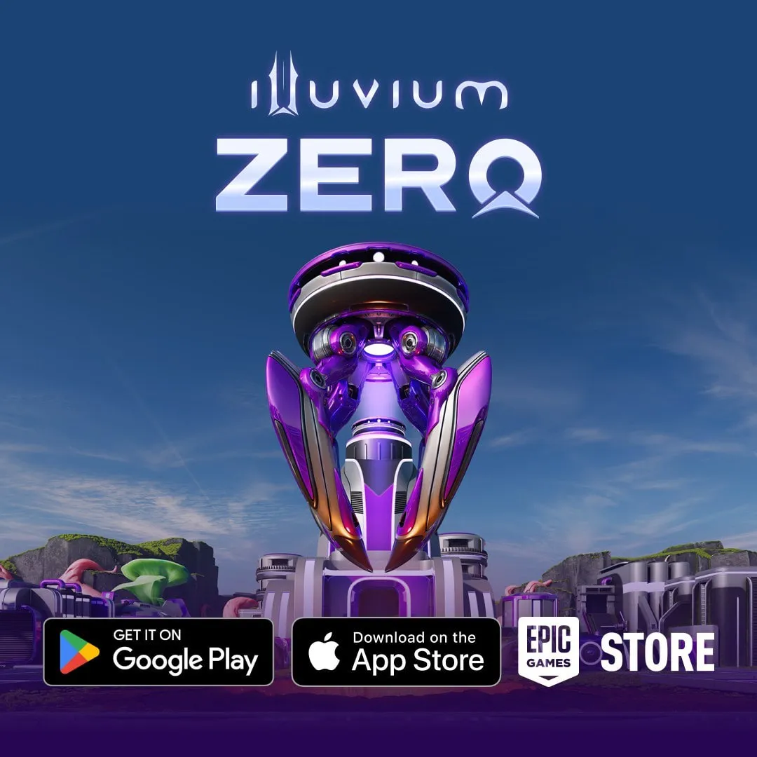 Illuvium Zero available on Google Play, the App Store and the Epic Games Store