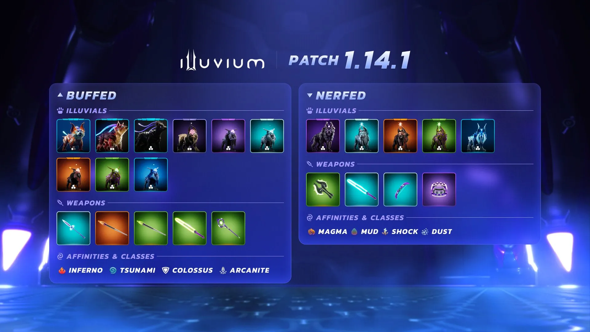 Patch 1.14.1 notes: buffed and nerfed Illuvials and weapons
