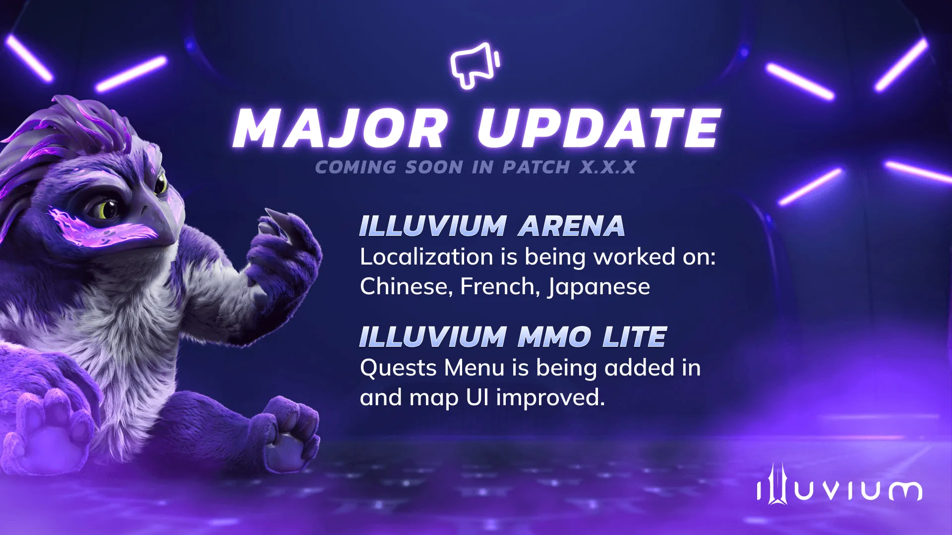 Major update notice: localisation for Illuvium Arena and quests for Illuvium MMO Lite